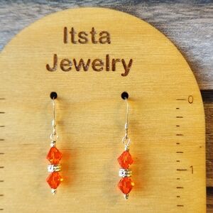 Swarovski Crystal Hyacinth Bicone Earrings Sterling Silver French Earwires